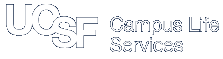 UCSF Campus Life Services Logo White on Blue